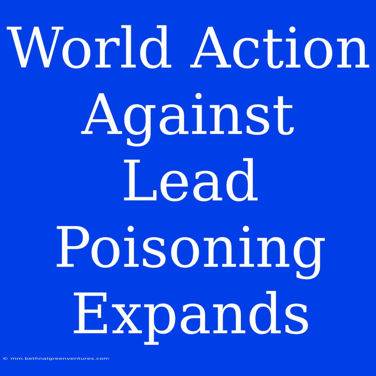 World Action Against Lead Poisoning Expands 