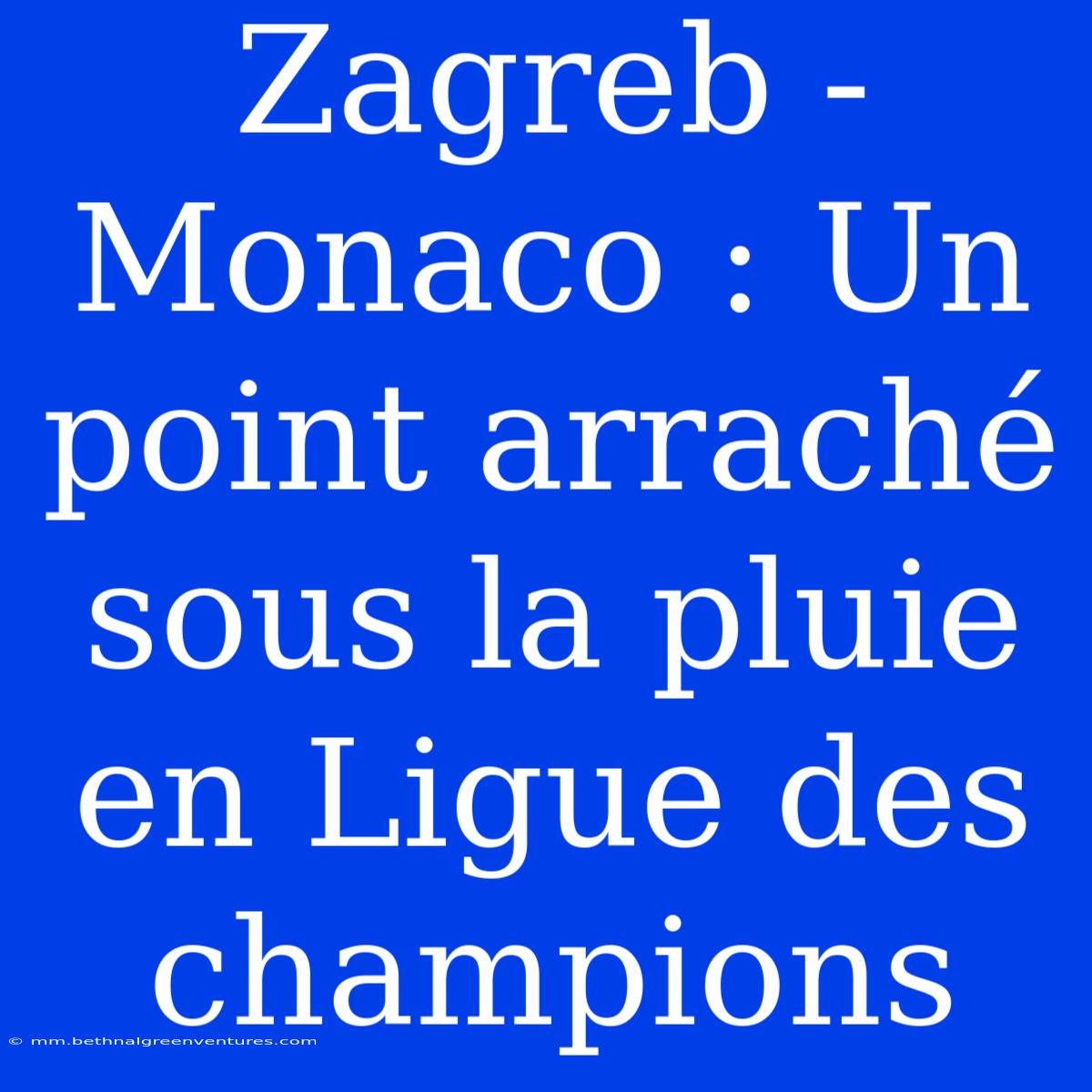 Zagreb - Monaco : Un Point Arraché Sous La Pluie En Ligue Des Champions