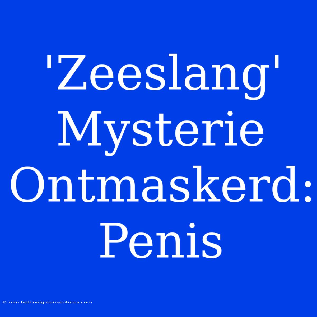 'Zeeslang' Mysterie Ontmaskerd: Penis