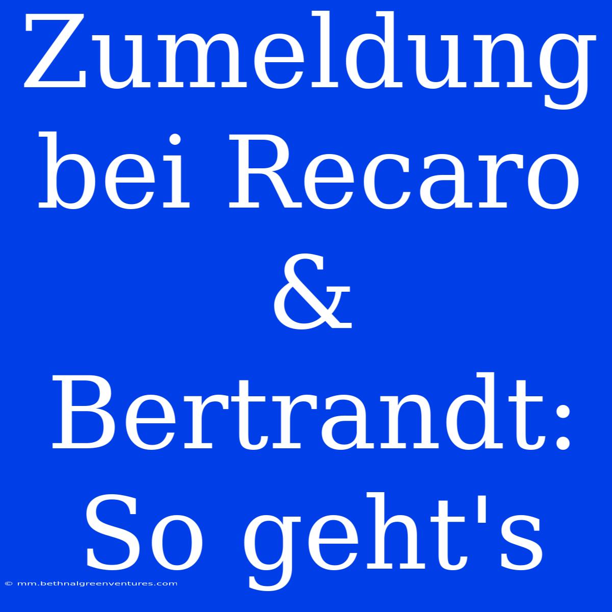 Zumeldung Bei Recaro & Bertrandt: So Geht's