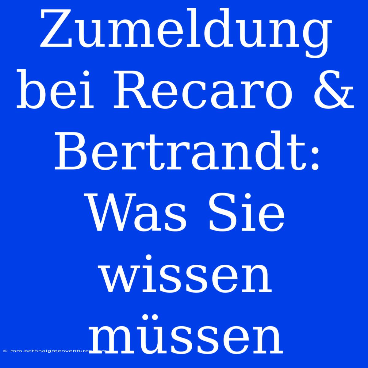 Zumeldung Bei Recaro & Bertrandt: Was Sie Wissen Müssen