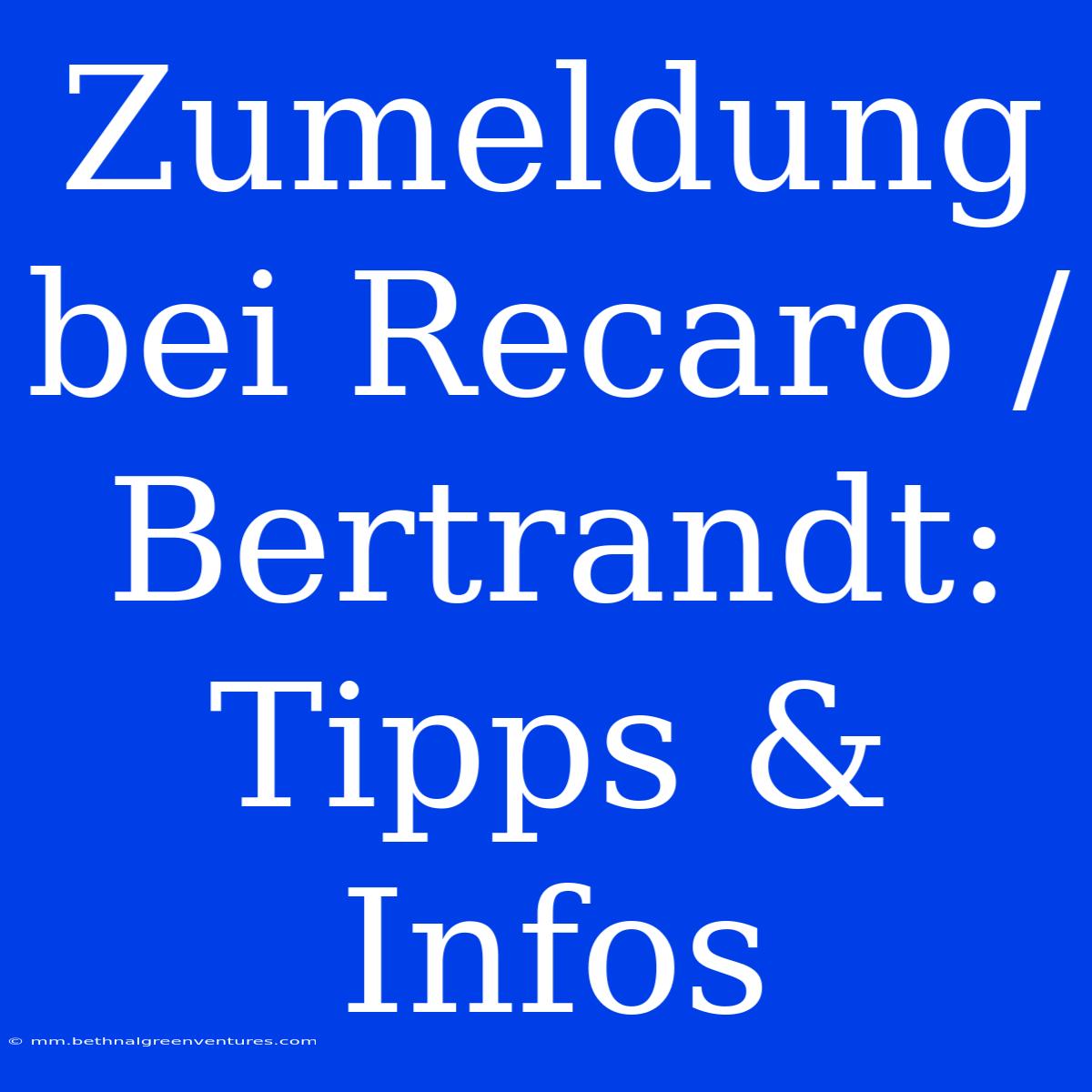 Zumeldung Bei Recaro / Bertrandt: Tipps & Infos