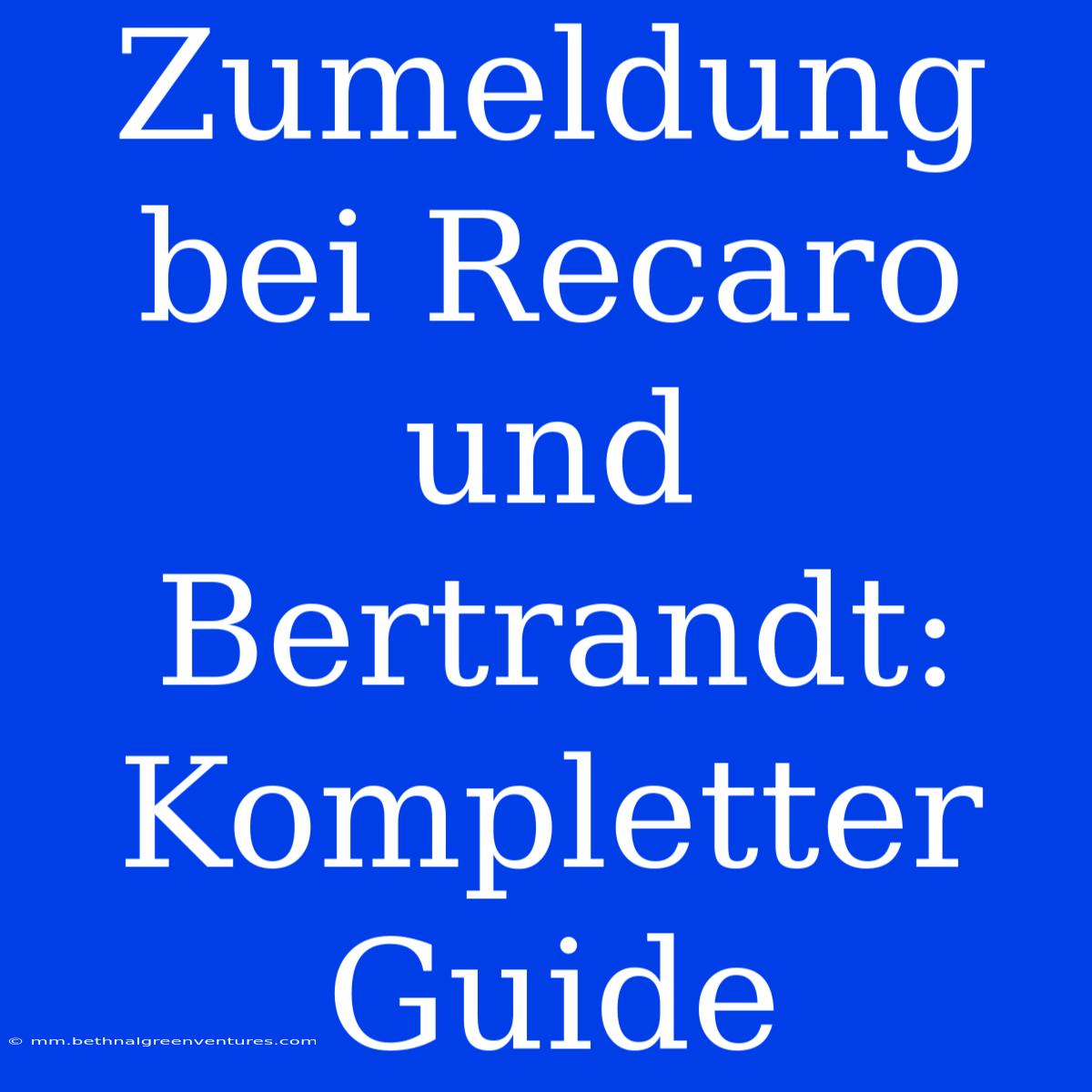 Zumeldung Bei Recaro Und Bertrandt: Kompletter Guide