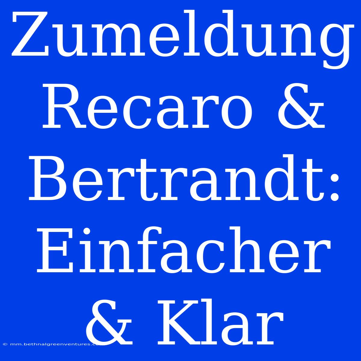 Zumeldung Recaro & Bertrandt: Einfacher & Klar